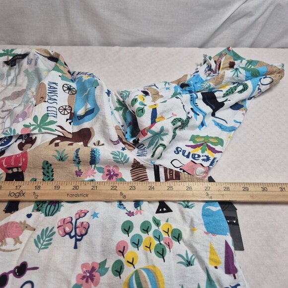 John Mark Womens  Retro American Cities 3/4 Sleeve Button Up Shirt  Size 2X 53 - Picture 12 of 14